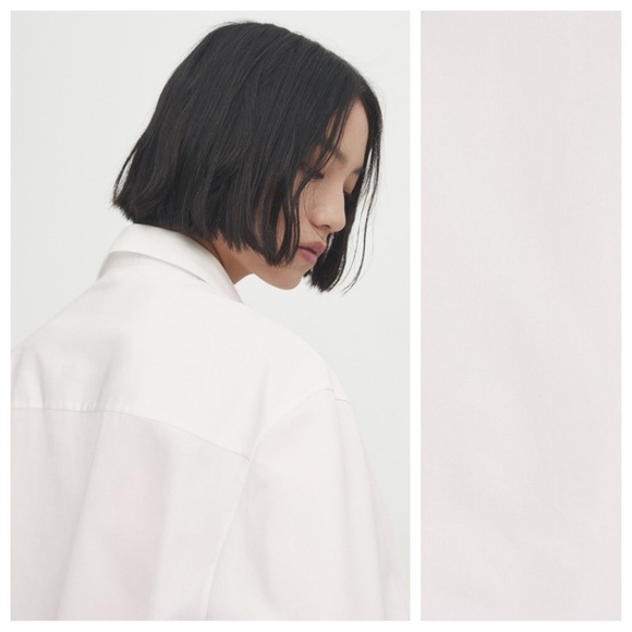 NWT. Massimo Dutti White Poplin Shirt with Side Seam Details. Size S. - Picture 4 of 11